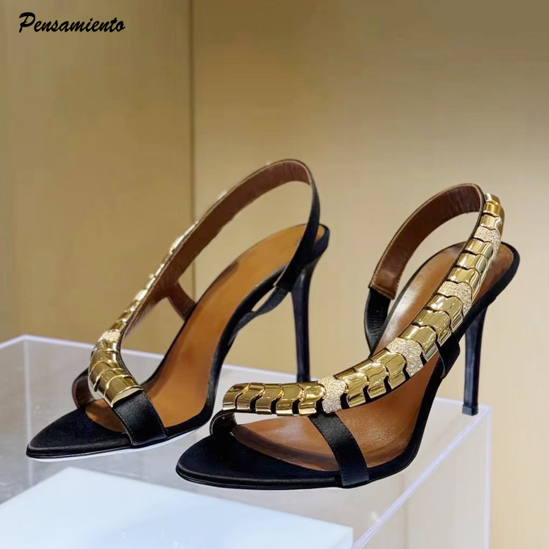 Wedding Fx - Sandal Gladiator Wanita Satin Berpayet Rhinestone