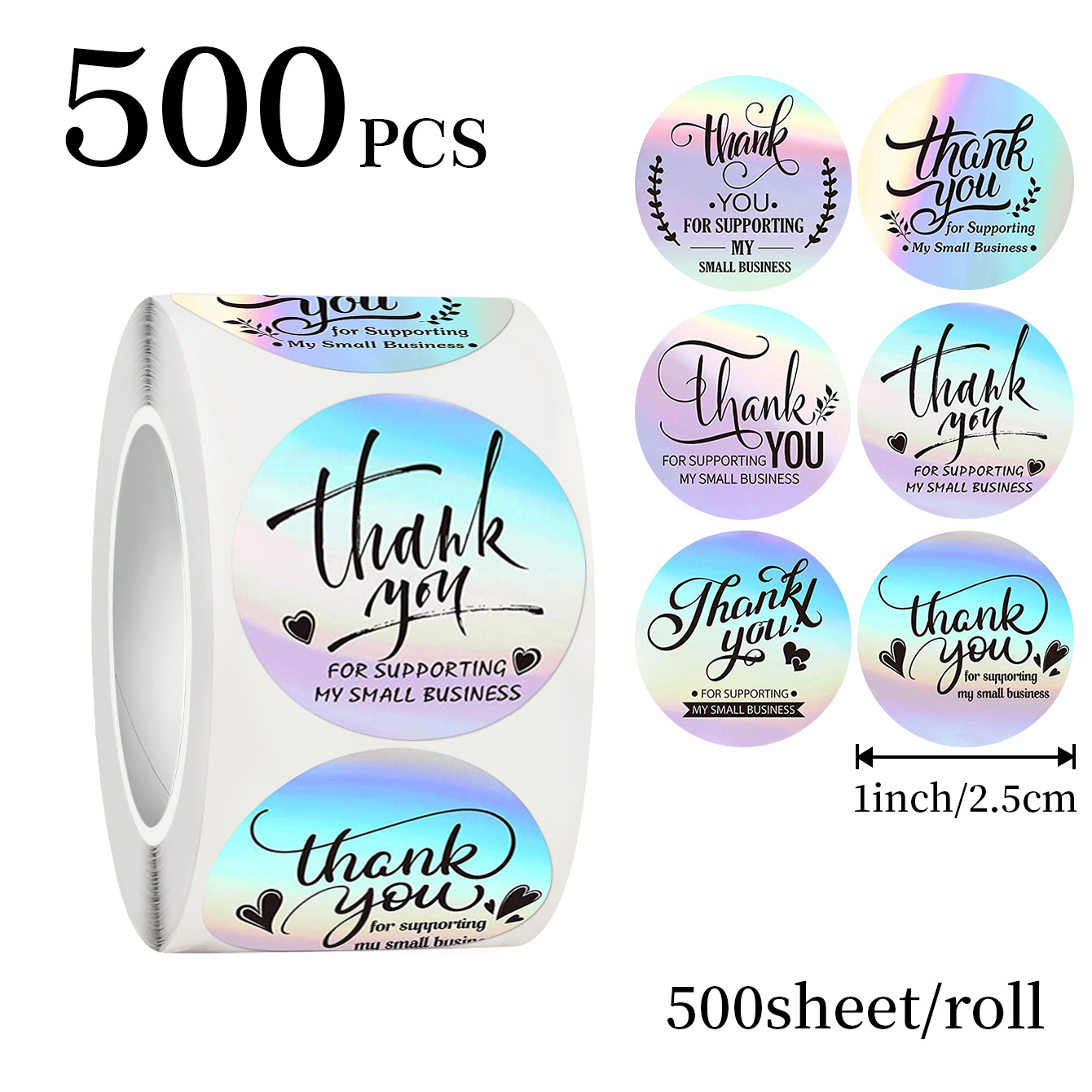 Wedding Packaging - JCAC 500pcs/roll Stiker Holografik Terima Kasih