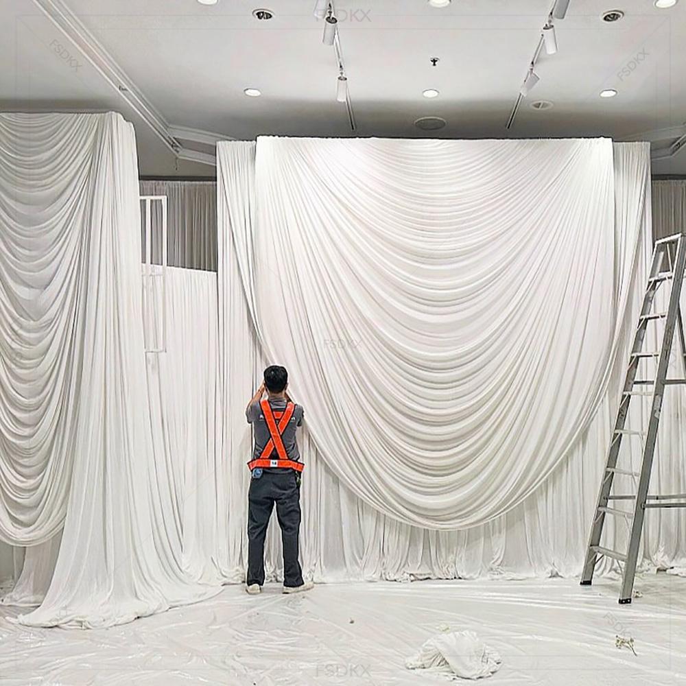 Wedding Backdrop Curtain - FSDKX Kain Sutra Es Putih Murah