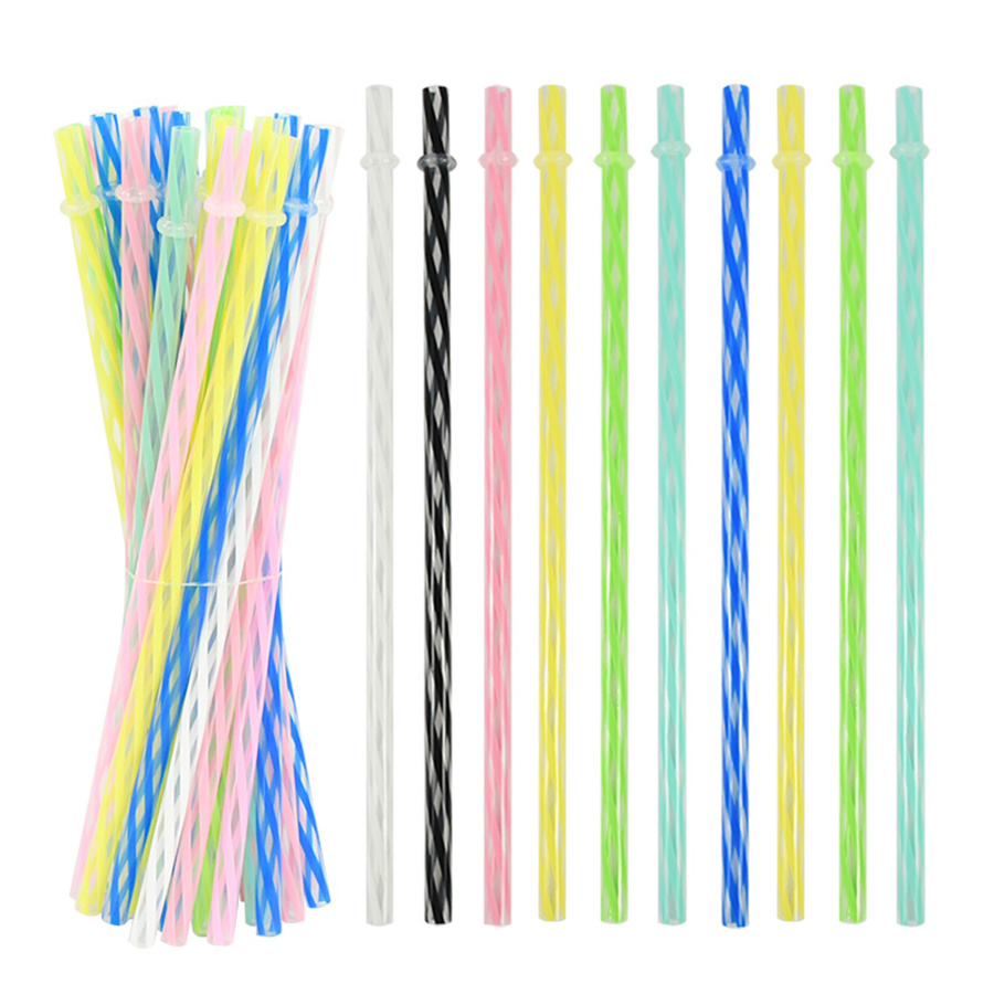 Wedding Supply Bulk - 25 Buah Sedotan Plastik Bergaris Warna-warni