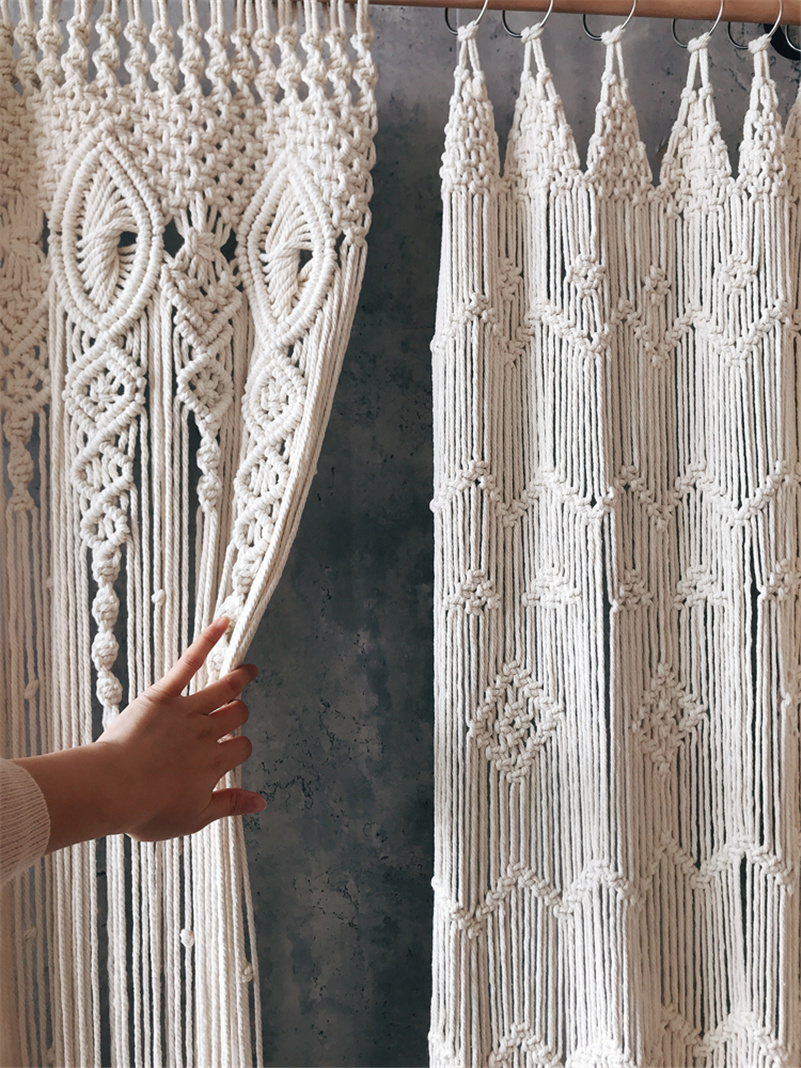 Wedding Backdrop Curtain - Tenun tangan Bohemia Macrame katun pintu
