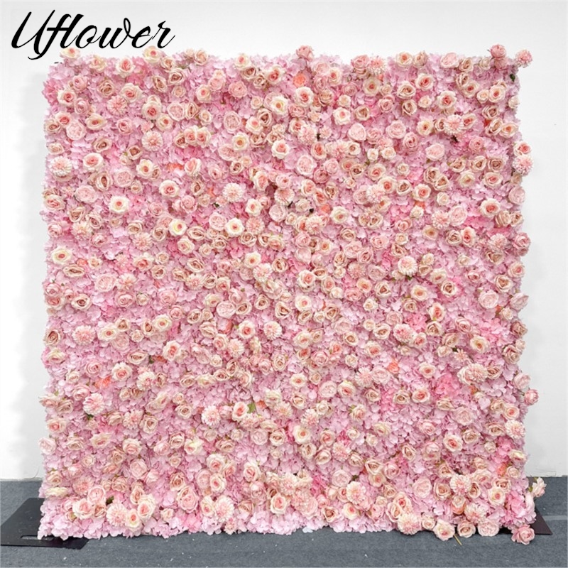Wedding Backdrop Curtain - Dinding Bunga Kain Hydrangea Mawar Pink