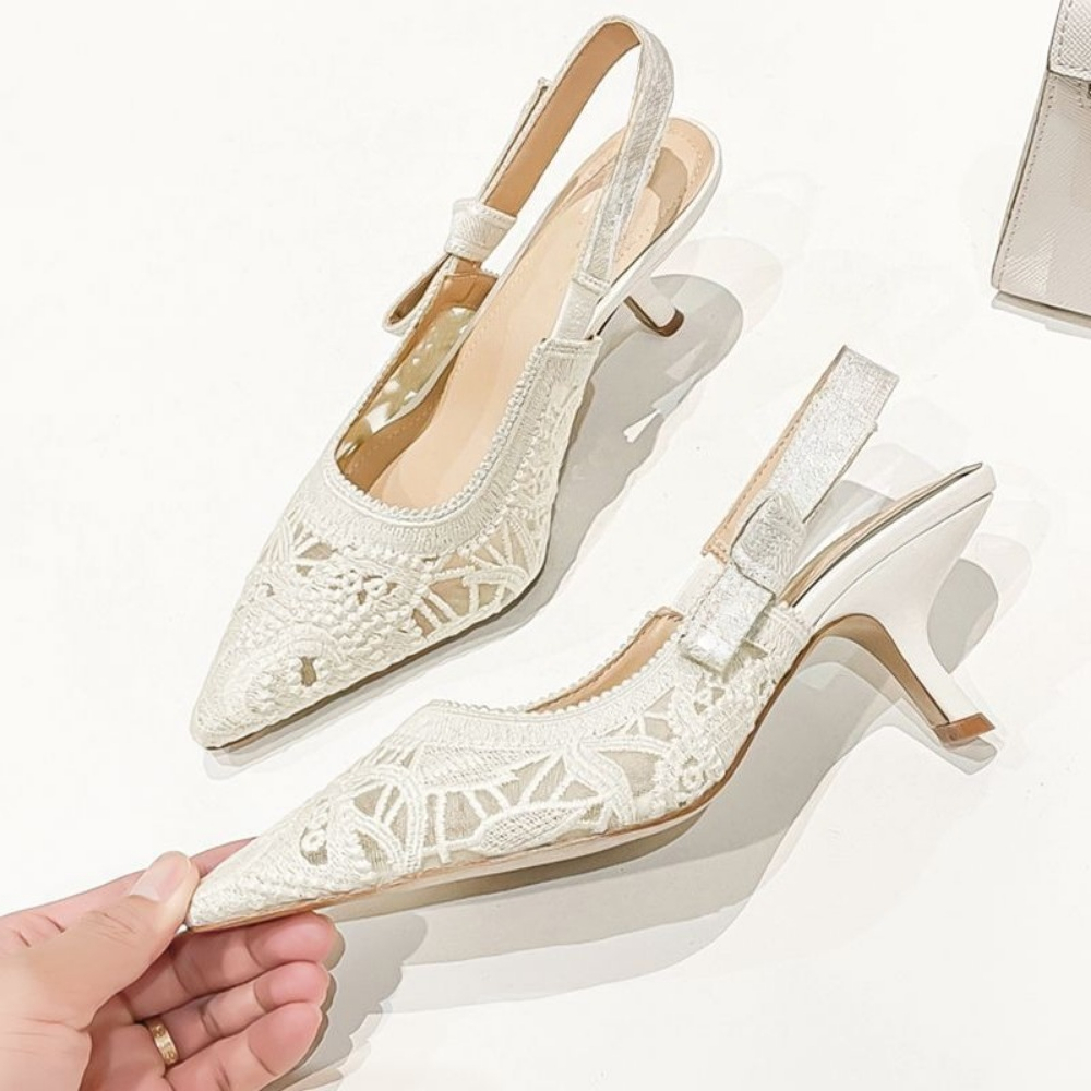 Wedding Shop - Sandal Hak Tinggi Kulit Asli Bordir