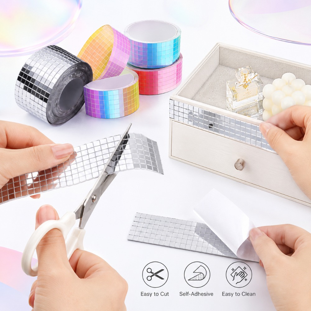 Wedding Bathroom Supply Kit - Ubin Mosaik Cermin Persegi Mini Stiker