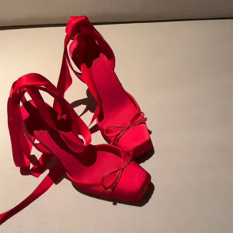 Sepatu Hak Tinggi Merah, Ikat  - Wedding Fx ulasan dan harga