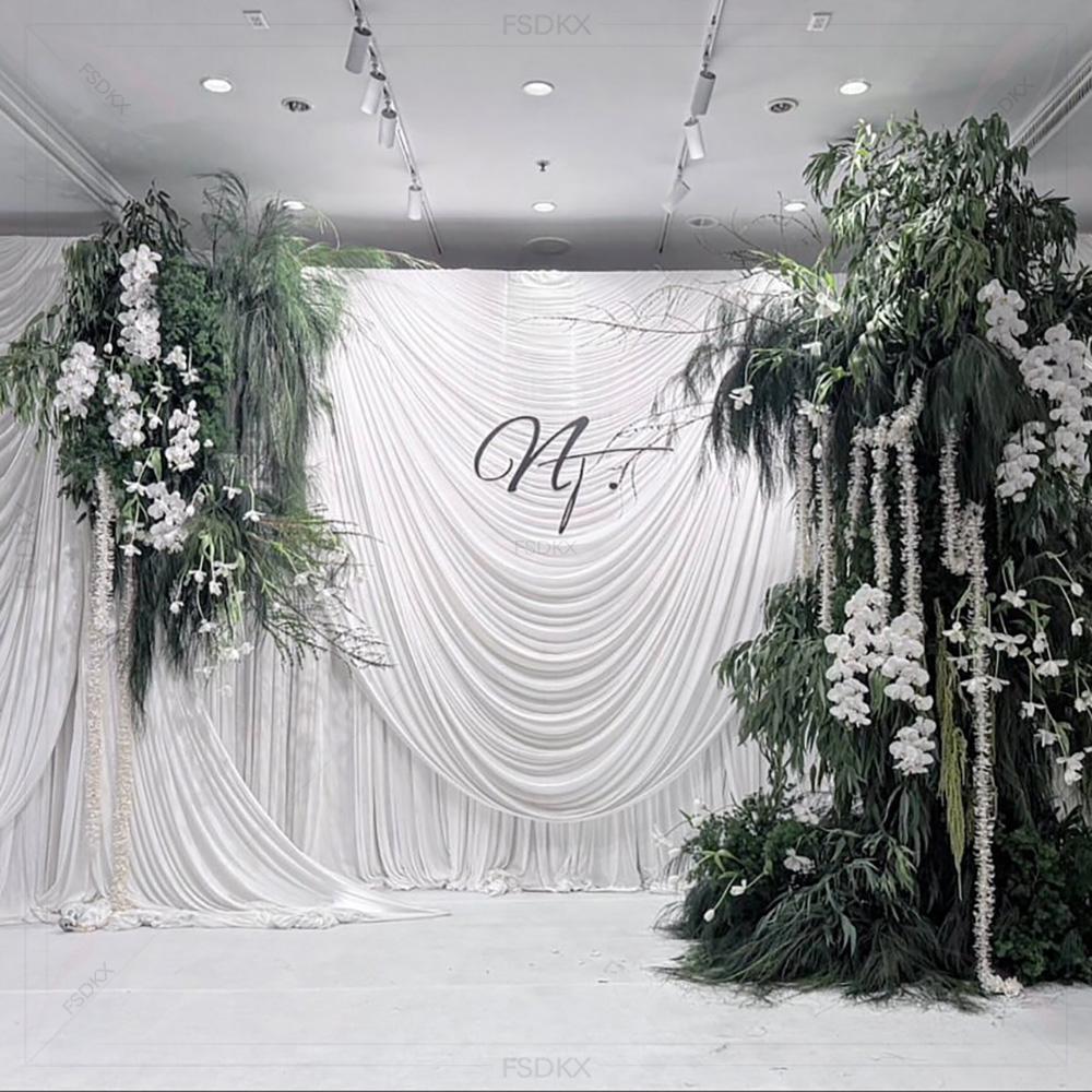 FSDKX Kain Sutra Es Putih Mura - Wedding Backdrop Curtain ulasan dan harga