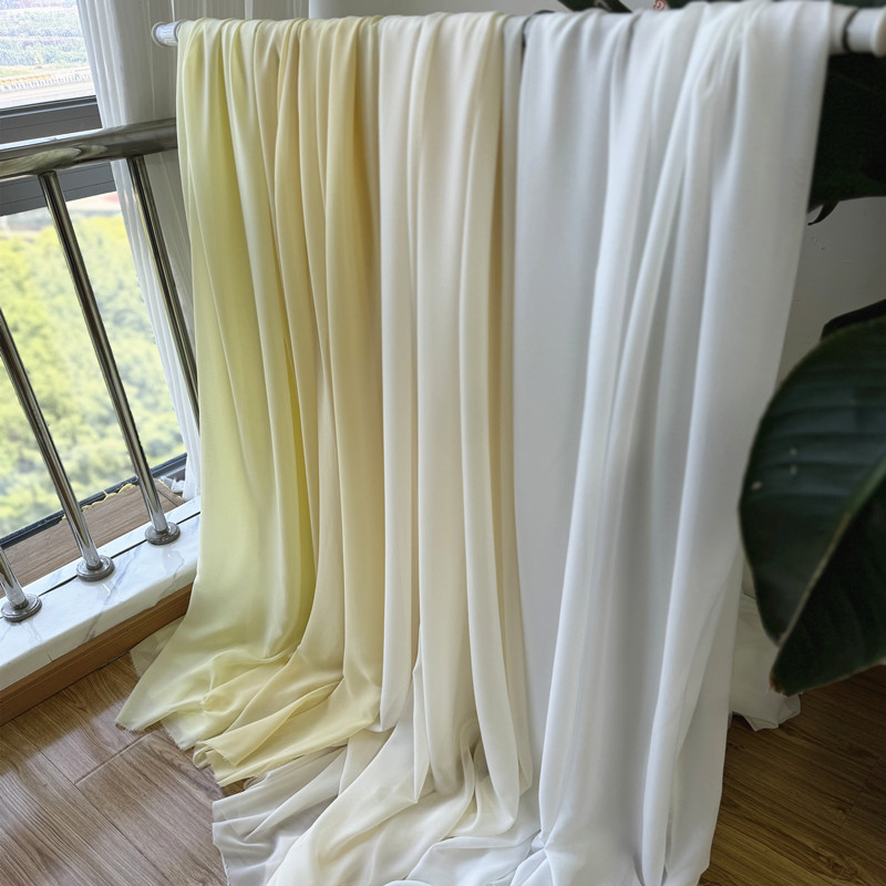 Kain sifon kuning putih dekora - Wedding Backdrop Curtain ulasan dan harga