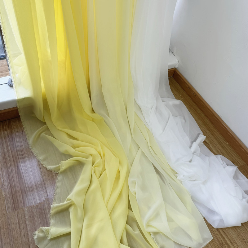 Kain sifon kuning putih dekora - Wedding Backdrop Curtain ulasan dan harga