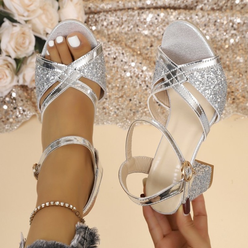 Sandal Wanita Hak Tinggi Emas  - Wedding Shop ulasan dan harga