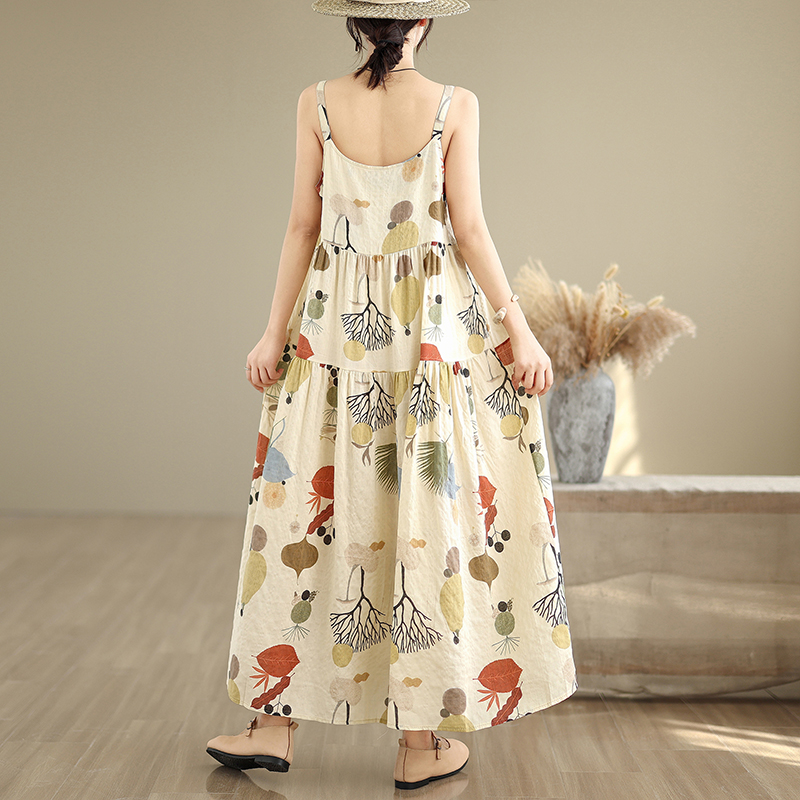 Gaun Maxi Katun Linen Bermotif - Good Floral & Wedding Decor Supply ulasan dan harga