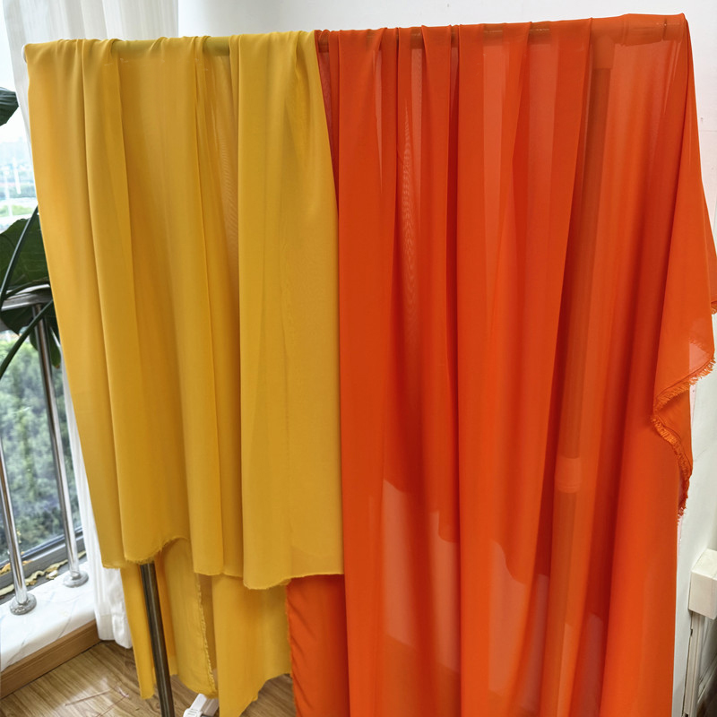 Kain sifon oranye kuning dekor - Wedding Backdrop Curtain ulasan dan harga