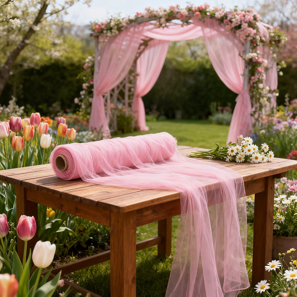 Kain Tulle Semi Transparan Eks - Wedding Backdrop Curtain ulasan dan harga