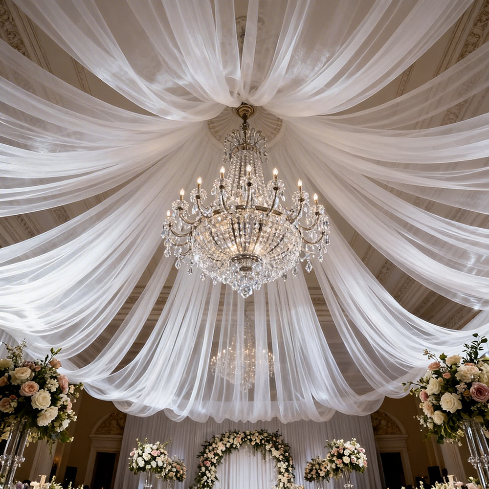 Kain Tulle Semi Transparan Eks - Wedding Backdrop Curtain ulasan dan harga