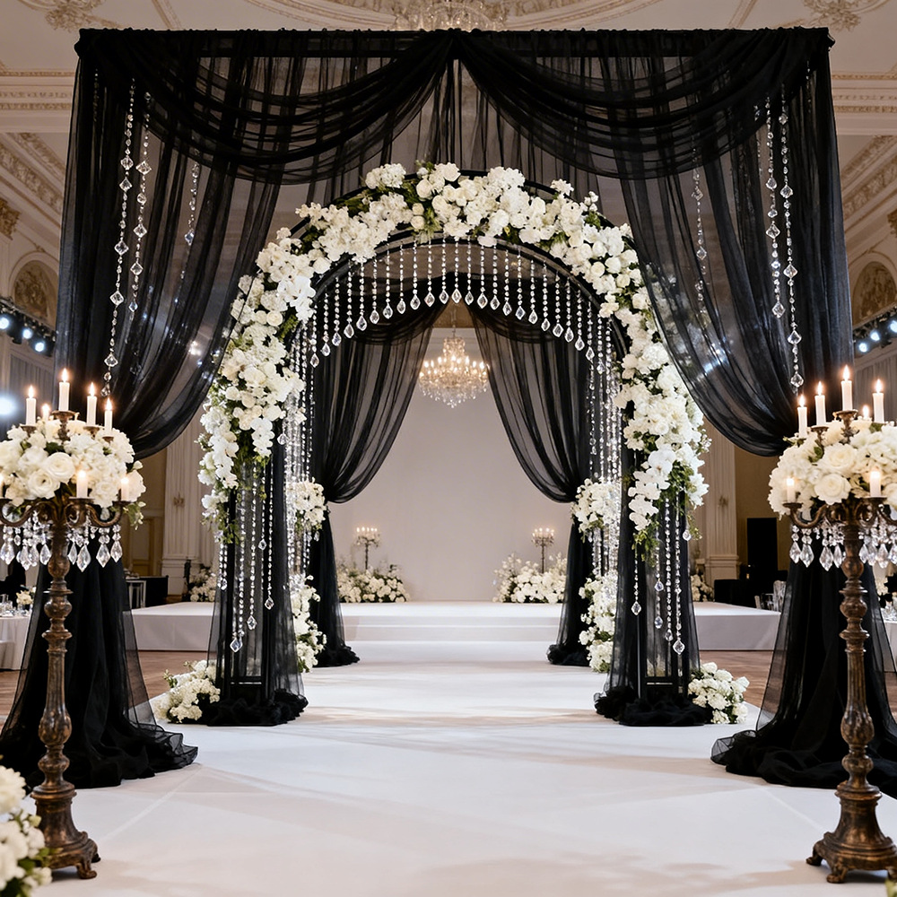 Kain Tulle Semi Transparan Eks - Wedding Backdrop Curtain ulasan dan harga