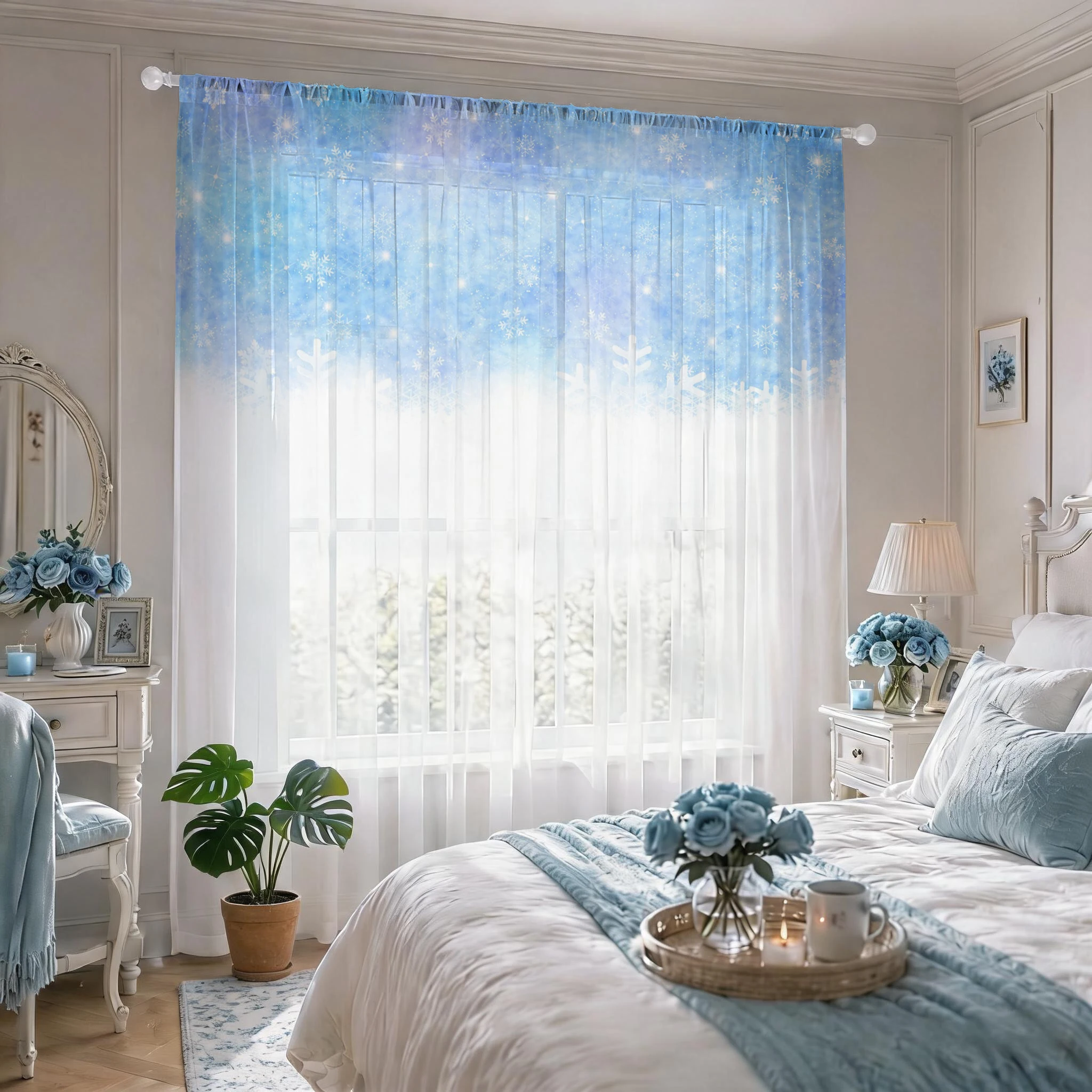 Tirai Transparan Gradasi Bunga - Good Floral & Wedding Decor Supply ulasan dan harga